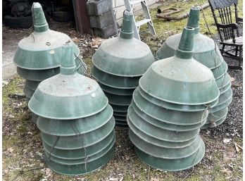 A Large Collection Of Enamelware Shop Lights (no Electrics)