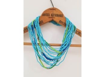 Ladies Sea Blue Beaded Necklace