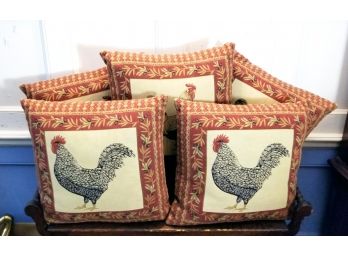 Five Tapestry Rooster Accent Pillows By Pierre Deux