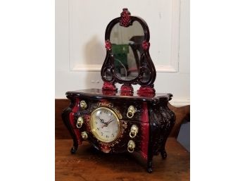 Fabulous Vanity Form Clock And Jewelry Box