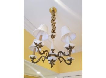 Vintage Brass And Marble Chandelier