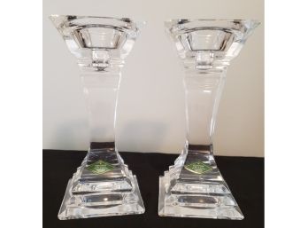 Gorgeous Pair Of Shannon Crystal Candlestick Holders