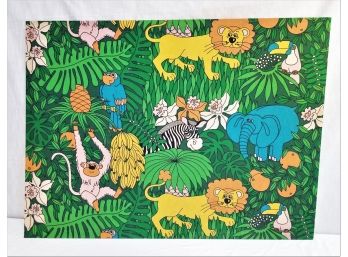 Mid Century Large Handmade Animal Themed Stretch Fabric Wall Art