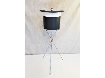 RARE MCM Kraftware Black Top Hat Ice Bucket With Foldable Stand