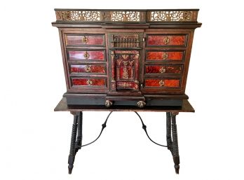 17th Century Antique Spanish Heavily Decorated Flemish Cabinet