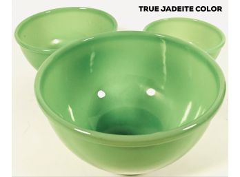 Vintage Fire King 3 Nested Jadeite Jade Glass Bowl Set Sea Foam Green