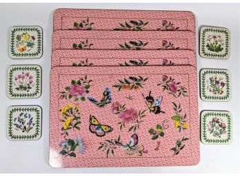 Wonderful Butterflies And Wildflowers Portmeirion Cork Backed Coasters And Placemats, Made In New Zealand