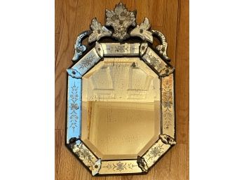 Antique Venetian Beveled Mirror Etched Mirror Frame 16x26'