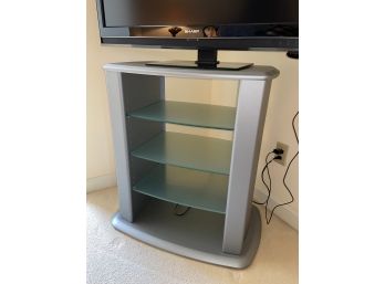 Modern TV Stand With 3 Frosted Glass Shelves   28x18x33'