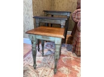 3 Rustic Pine Wood Nesting Tables 24x20x24'