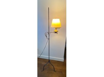 Black Wrought Iron Adjustable Floor Lamp 56.5' Appears To Be Handmade