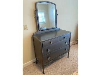 MCM Gray Metal Dresser With Mirror 40x19x35.5' 4 Drawers