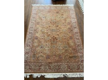 Louis De Poortere Tan And Gold Tone Wool Accent Area Rug 64x92'