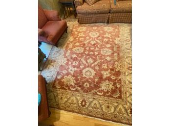 Red & Beige Toned Wool Area Rug Carpet 8ft X 10ft Handmade