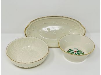 Three Lenox Serving Pieces