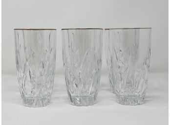 Vintage Floral Pattern Cut Crystal Water Glasses- Set Of 6