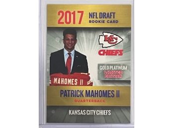 2017 Rookie Phenoms Patrick Mahomes II  Gold Platinum Limited Edition Rookie Card #1    ONLY 2000 MADE