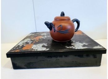 Japanese Laquered Box Paired With Chinese Clay Tea Pot