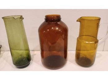 Trio Of Vintage Colored Glassware