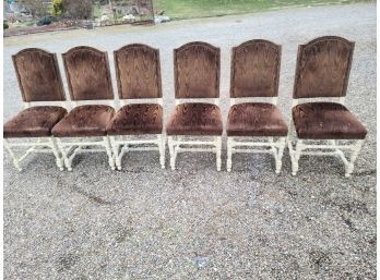 Six (6) Stylish Tiger Print Upholstered Chairs With Hammered Nail Trim