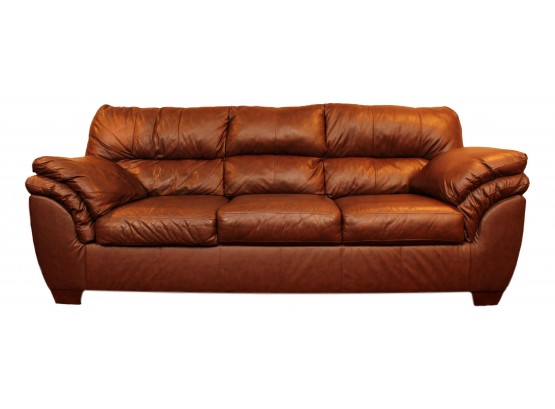 Sturdy Comfortable Brown Leather Sofa
