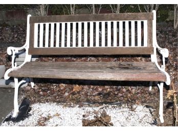 Cast Iron And Slatted Wood Bench