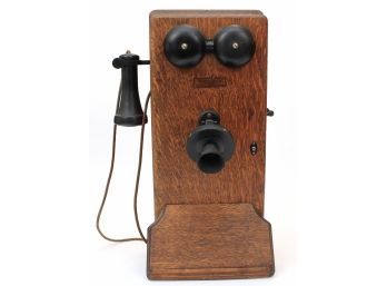 Antique Western Electric Oak Wall Phone - Model No. 317-H