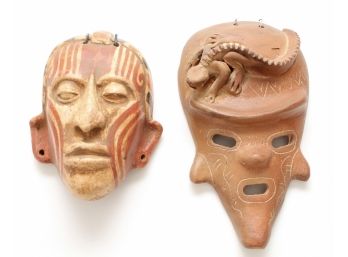 Two Pottery Masks From Costa Rica