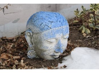 Meditating Buddha Head Stone Garden Sculpture