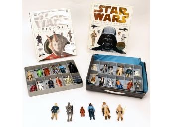 1977 Kenner Star Wars Mini-Action Figure Collector's Case Including 30 Figurines + Two Books