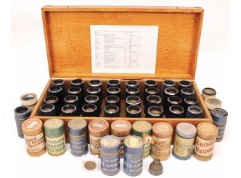 Thomas Edison Phonograph Cylinders In Custom Wood Box