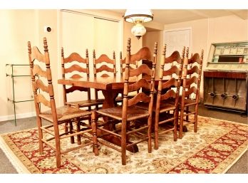 Wood Dining Room Set Comfortably Seats Eight