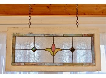 Stained Glass Window With Wooden Frame