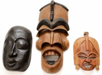 Three Vintage African Wooden Masks