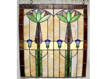 Stained Glass Window With Two Tulips