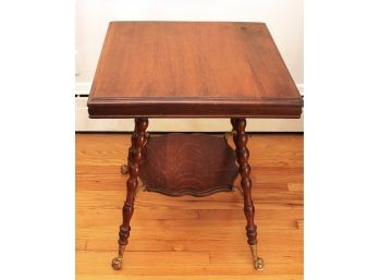 Antique Wood Table With Brass Claw And Ball Feet