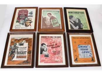 Six Framed Original Humphrey Bogart Sheet Music