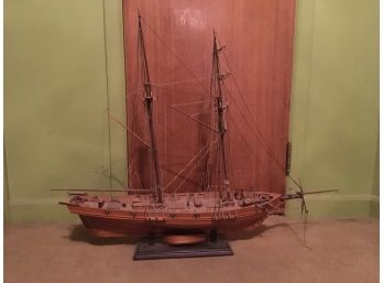 Smaller Wooden Ship Model Unknown Name Without Case