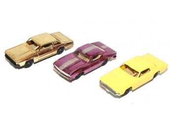 Lot Of 3 Rare Aurora Cigar Box 1/64th Cars 2 Are Chrome