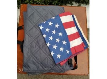 Picnic Blanket And American Flag