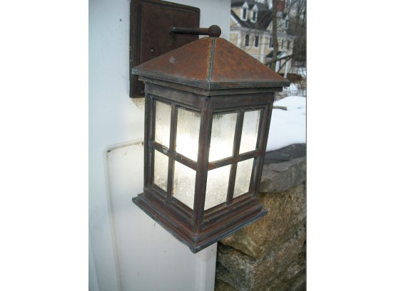 Lot Of Five (5)  Copper Lantern Light Fixtures - 'Seed Glass' - Paid $289 Each  (Medium)