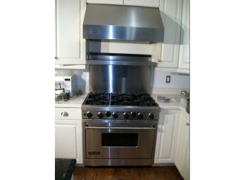 36' Stainless Steel Gas Range By Viking W/Viking Stainless Hood  (Very Popular Size)
