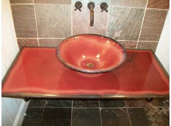 Complete Bathroom Suite - Red Glass Sink, Vanity Top, Sconces, Fixtures (Please Read)