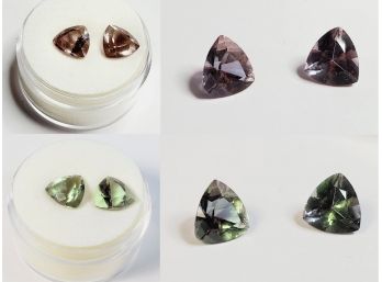 'One Pair' 2 Carat -- Each 10mm Trillian Cut (Green - Pink) ZANDRITE COLOR CHANGING  Loose Gemstones