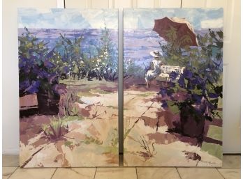 Signed Two-Panel Artwork With Coastal Theme
