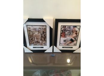 Framed Babe Ruth & Mickey Mantle Posters