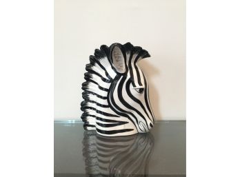 Hand-Painted Ceramic Zebra Head Vase