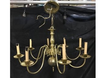Brass Hanging Eight Light Chandelier