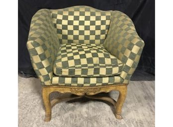 Very Cool Green & Gold Checkerboard Upholstered Chair