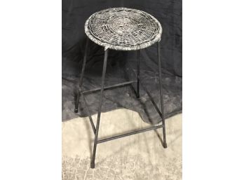 Metal Stool With Wicker Top